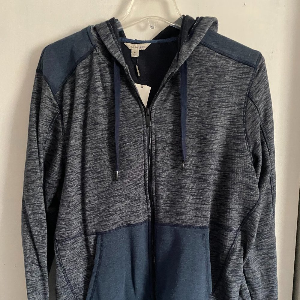 Calvin Klein Zip Up Men's Hoodie Size XL Blue /Gray